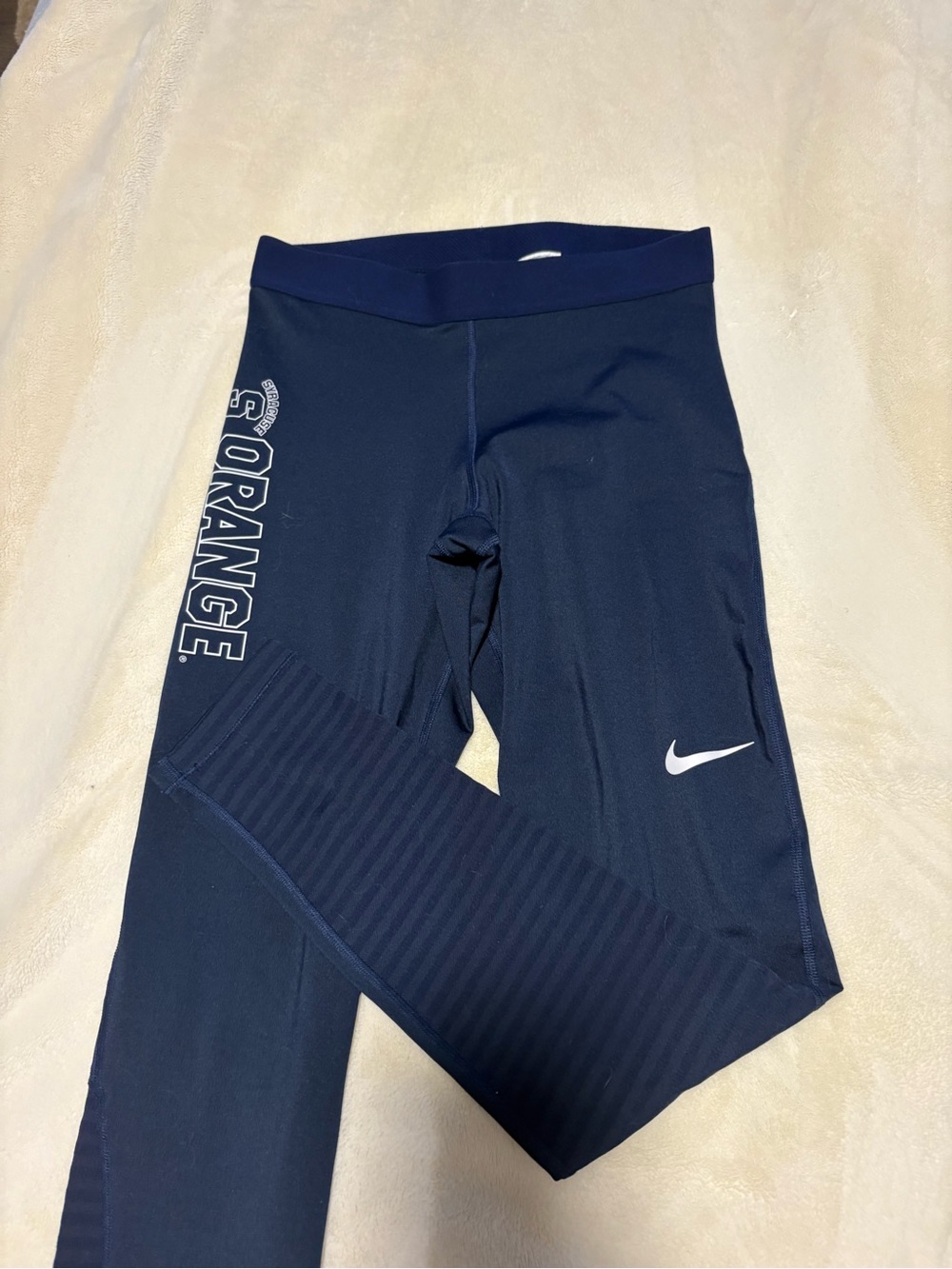 Nike Navy Athletic Leggings with 'Syracuse Orange' Accent